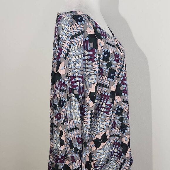 Ashley Stewart Retro Print Dolman Sleeve Poncho Style Blouse Size XL 14-16 - Picture 6 of 11